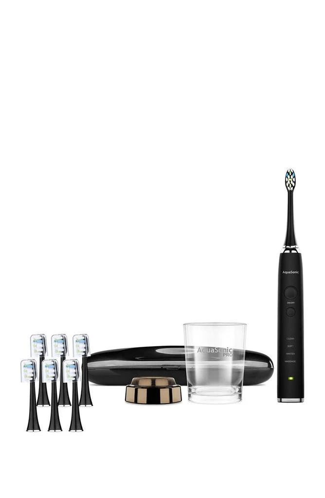 AquaSonic Black Series+ - Ultra Whitening 40,000 VPM Rechargeable Electric Toothbrush - ADA Accepted - Wireless Charging Glass - 6 Proflex Brush Heads & Travel Case – 4 Modes & Smart Timer -Sonic 9