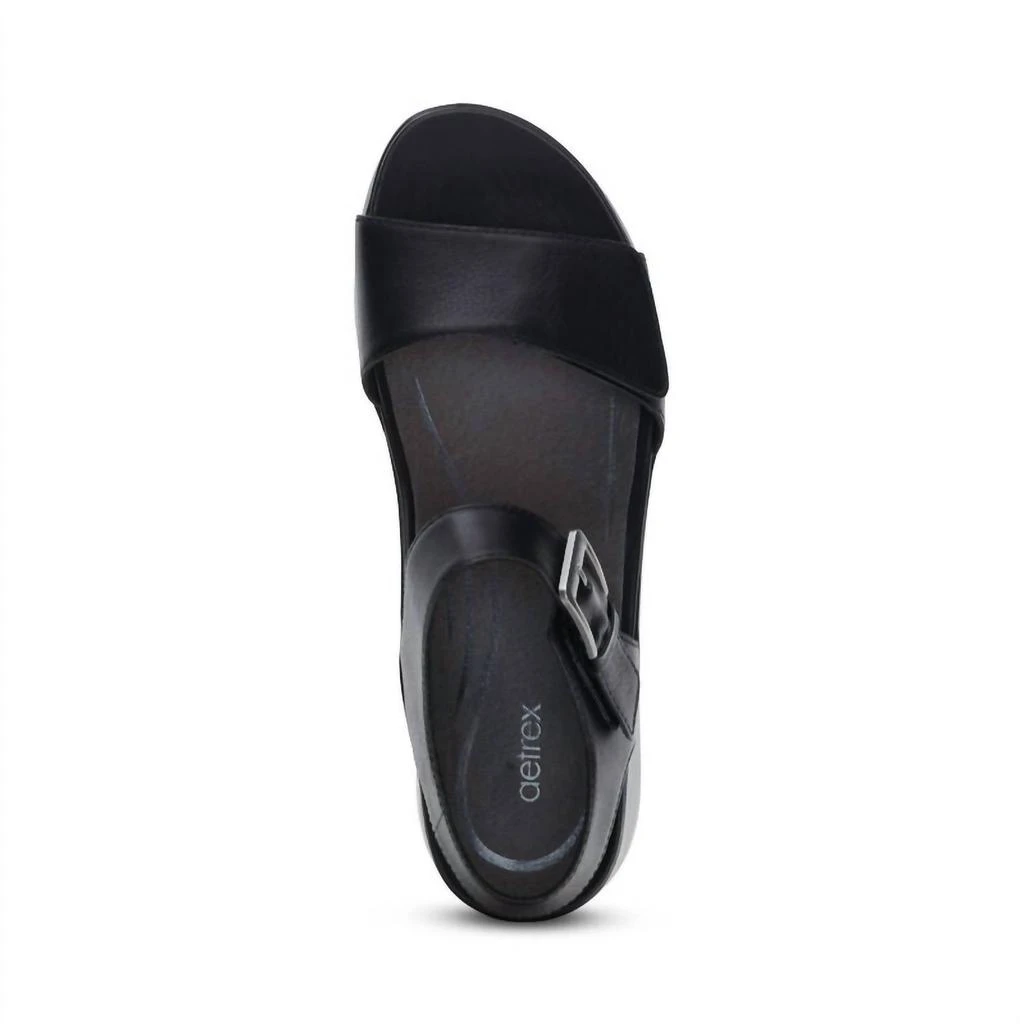 Aetrex Women's Ariel Adjustable Quarter Strap Wedge In Black 4