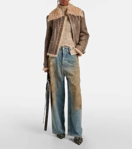 Acne Studios Shearling-trimmed leather jacket 2