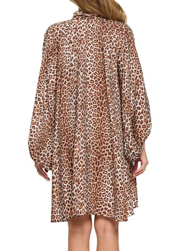 Renee C. Leopard Print Puff Sleeve Dress 2