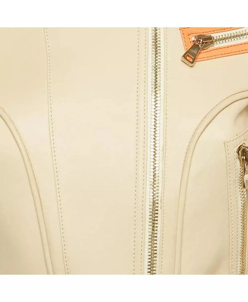 Pre-Owned Balmain Women
s Beige Leather Zip Up Biker Jacket 4