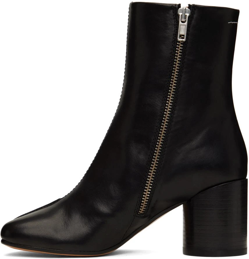 MM6 Black Stitch-Out Leather Ankle Boots 3