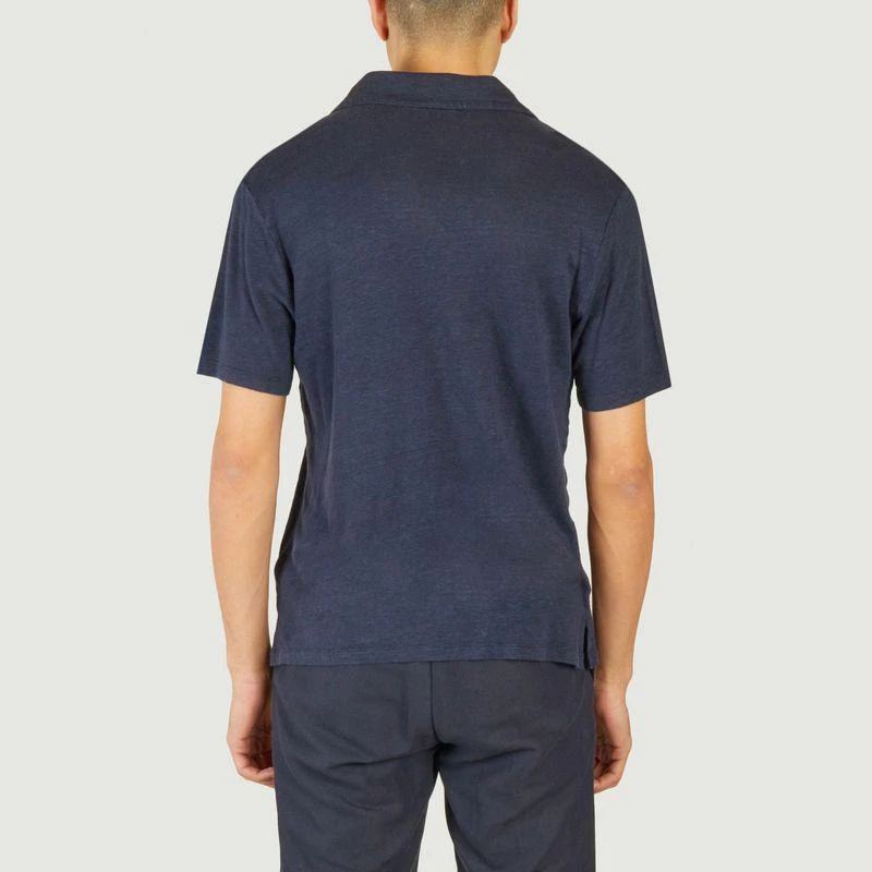 Officine Générale Simon linen polo shirt Night sky OFFICINE GÉNÉRALE 3