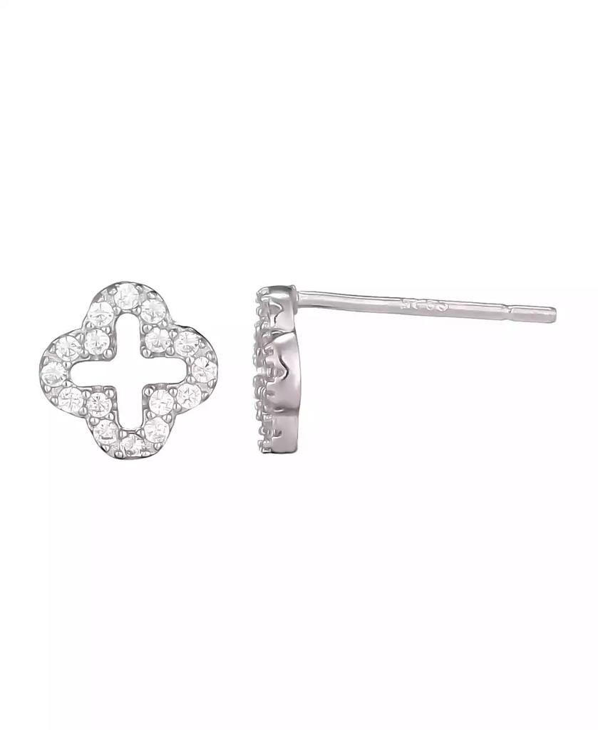 Adornia Fine .925 Sterling Silver Mini Clover CZ Outline Studs