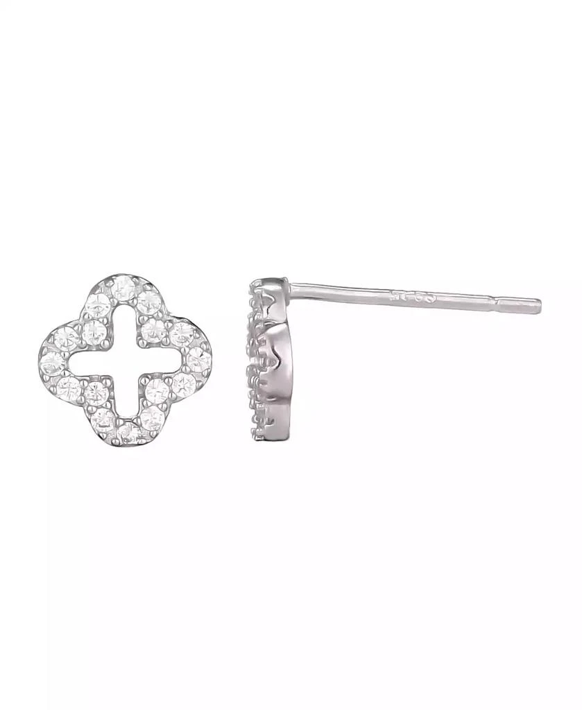 Adornia Fine .925 Sterling Silver Mini Clover CZ Outline Studs 2