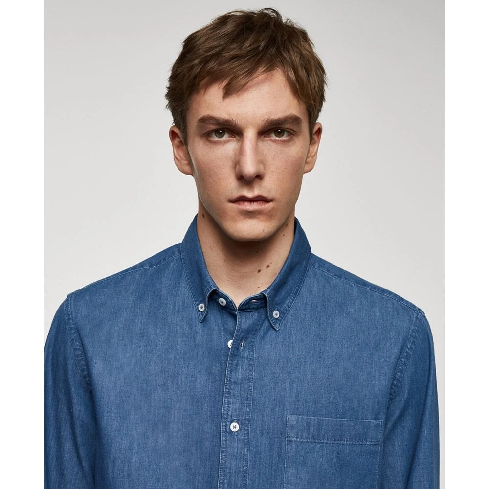 Mango Men's Classic-Fit Chambray Cotton Shirt 5