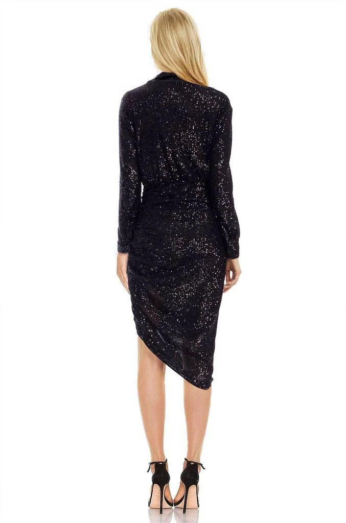 Badgley Mischka Camryn Sequin Shirt Dress In Black 3
