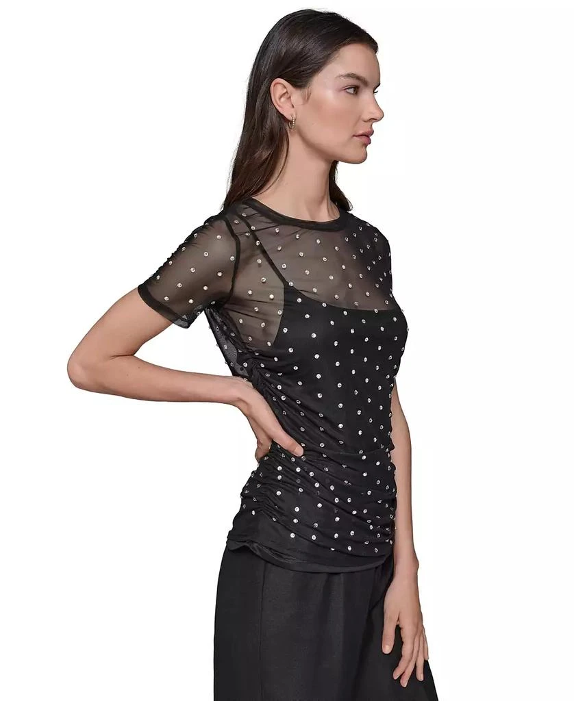 Karl Lagerfeld Paris Women's Embellished Mesh Crewneck Top 3