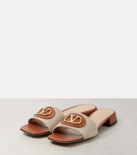 Valentino VLogo Signature leather-trimmed canvas slides 4