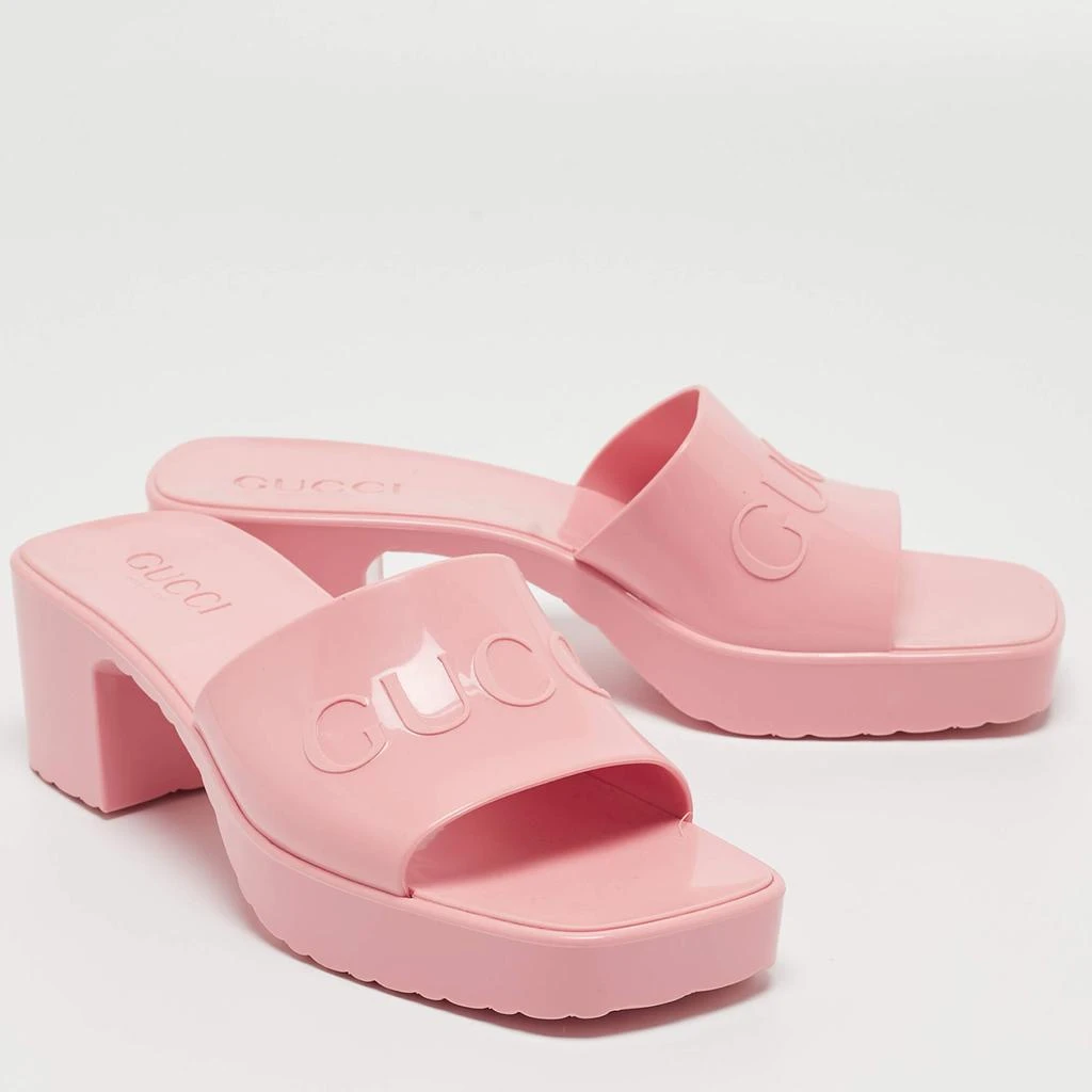 Gucci Gucci Pink Rubber Logo Mules Size 36 4
