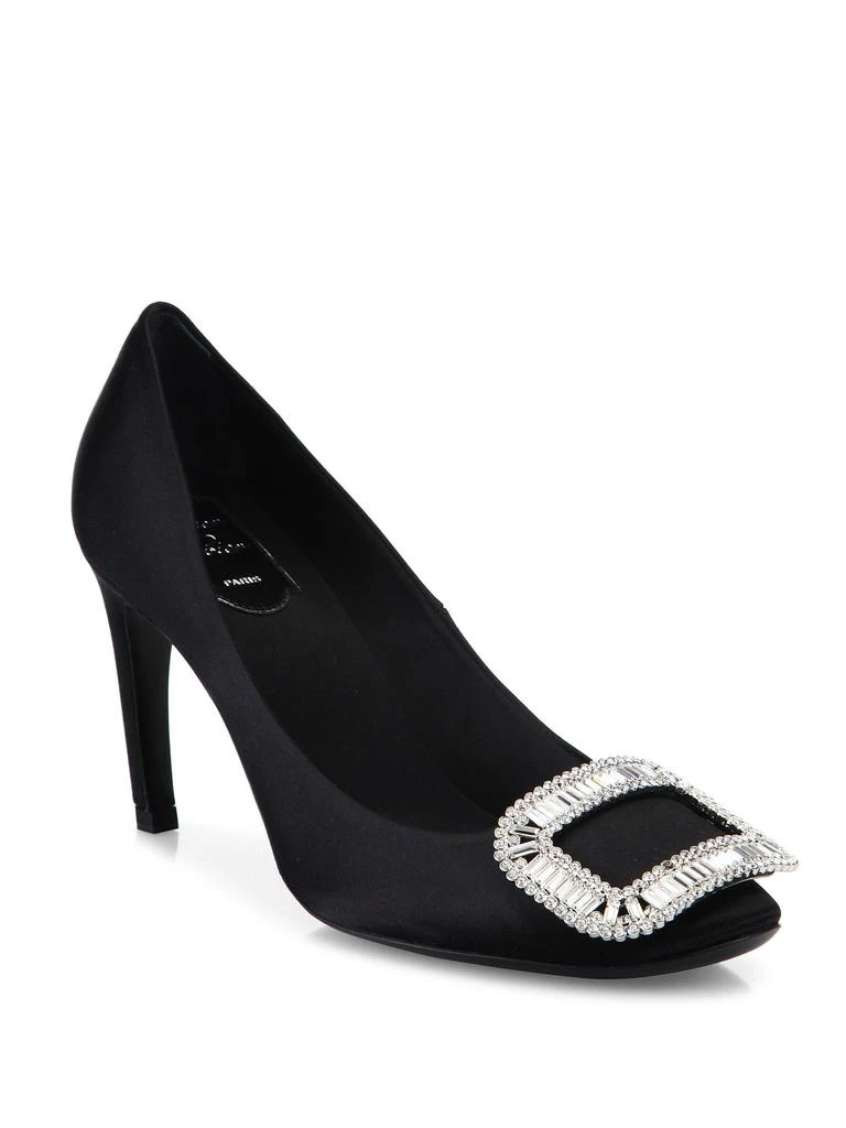 Roger Vivier Belle de Nuit 100MM Crystal-Buckle Satin Pumps