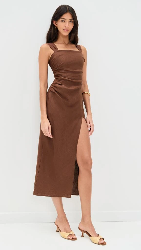 reformation brown linen dress Reformation Delilah Linen Dress in Natural