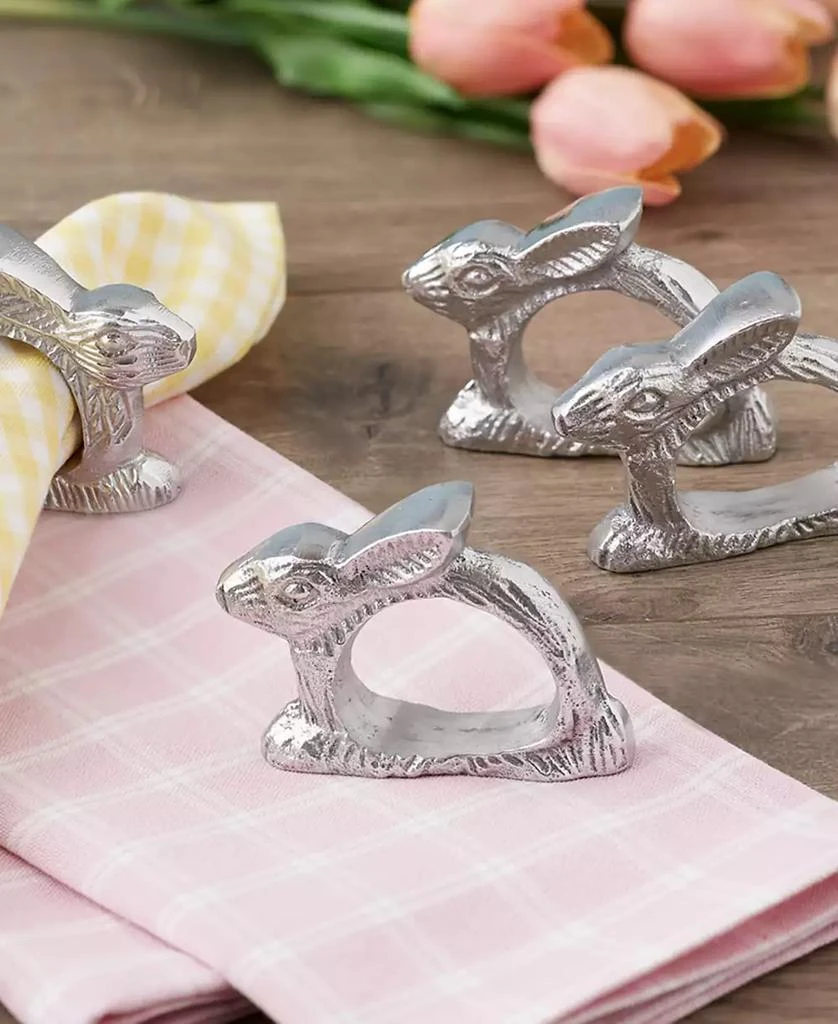 Design Imports Silver Rabbit Napkin Ring, Set of 4 3