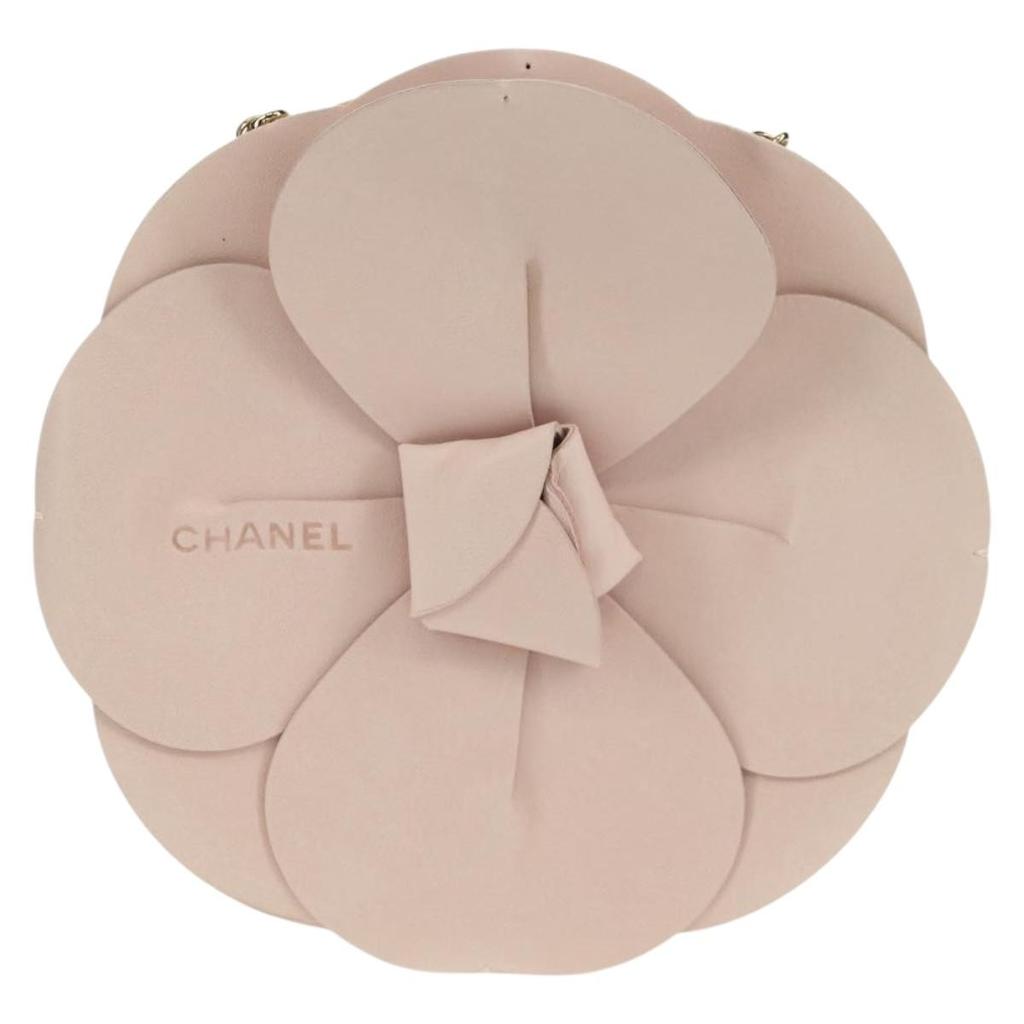 Chanel Camellia Round Clutch With Chain Satin Satin Clutche & Pouche Bag (Pre-Owned)