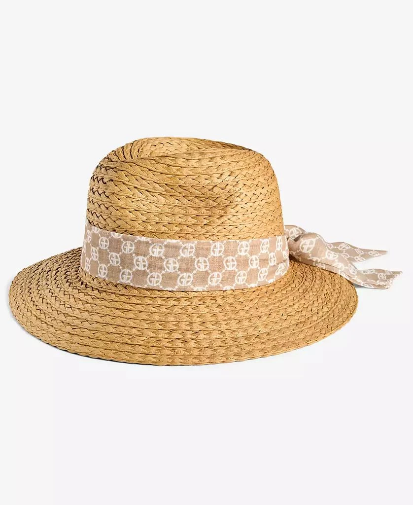 Giani Bernini Straw Panama Hat with Logo Scarf Tie, Exclusively at Macy's 1