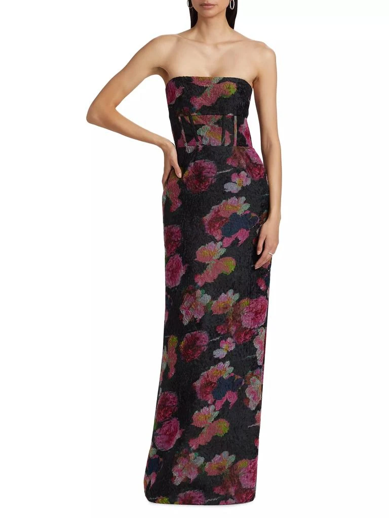 Monique Lhuillier Demi Floral Organza Strapless Gown 2