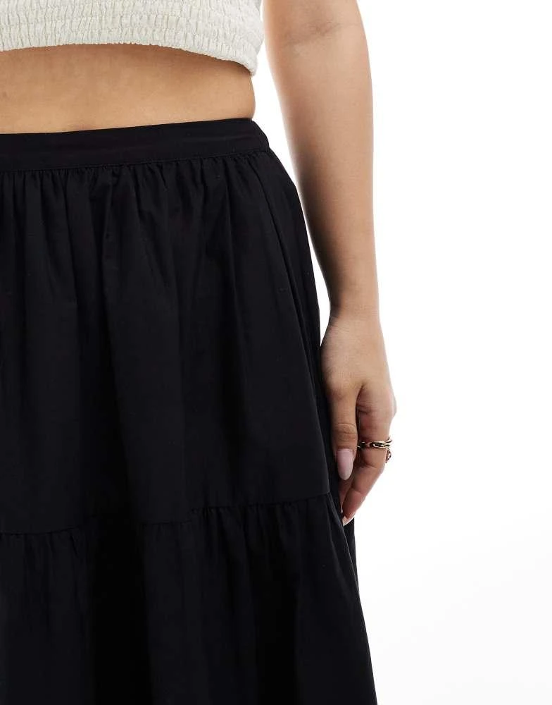 ASOS ASOS DESIGN tiered boho maxi skirt in black 2
