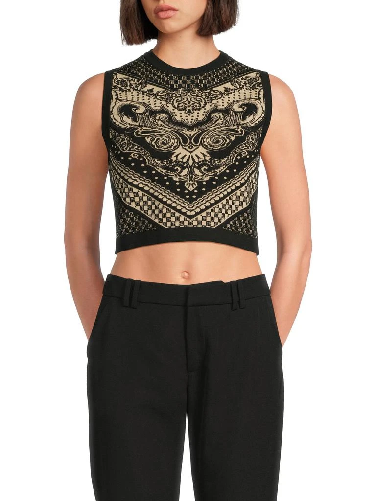 Balmain Paisley Monogram Knit Crop Top