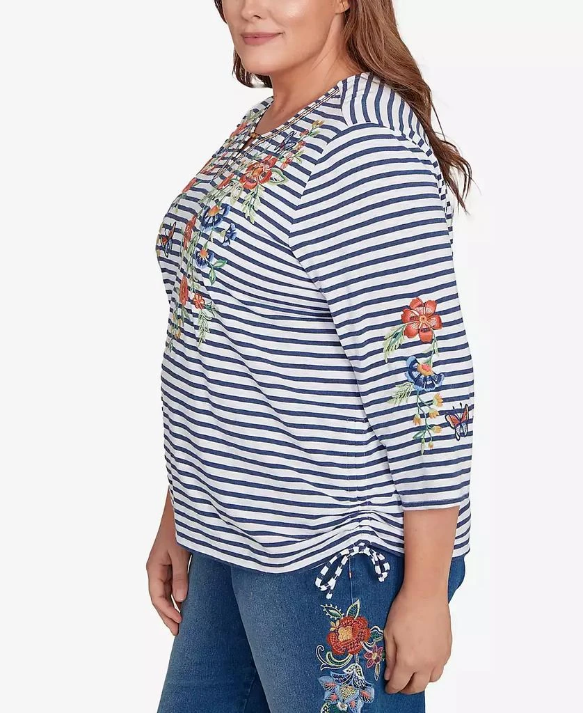 Alfred Dunner Plus Size Floral Stripe Top 4