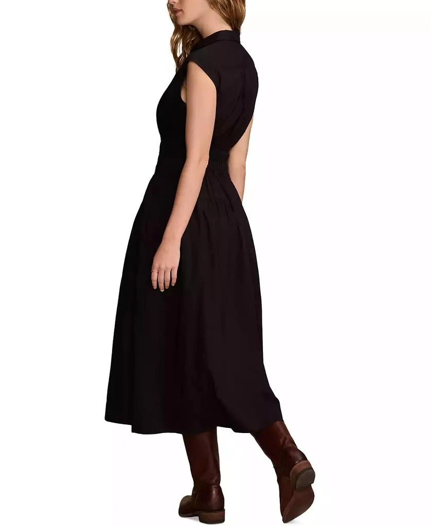 Lucky Brand Women's Solid Smocked Dropped-Waist Midi Dress 2