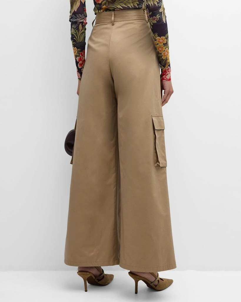 Cynthia Rowley Pleated High-Rise Wide-Leg Cargo Pants 6