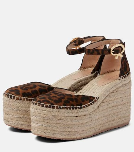 Gianvito Rossi Leopard-print suede espadrille wedges 5