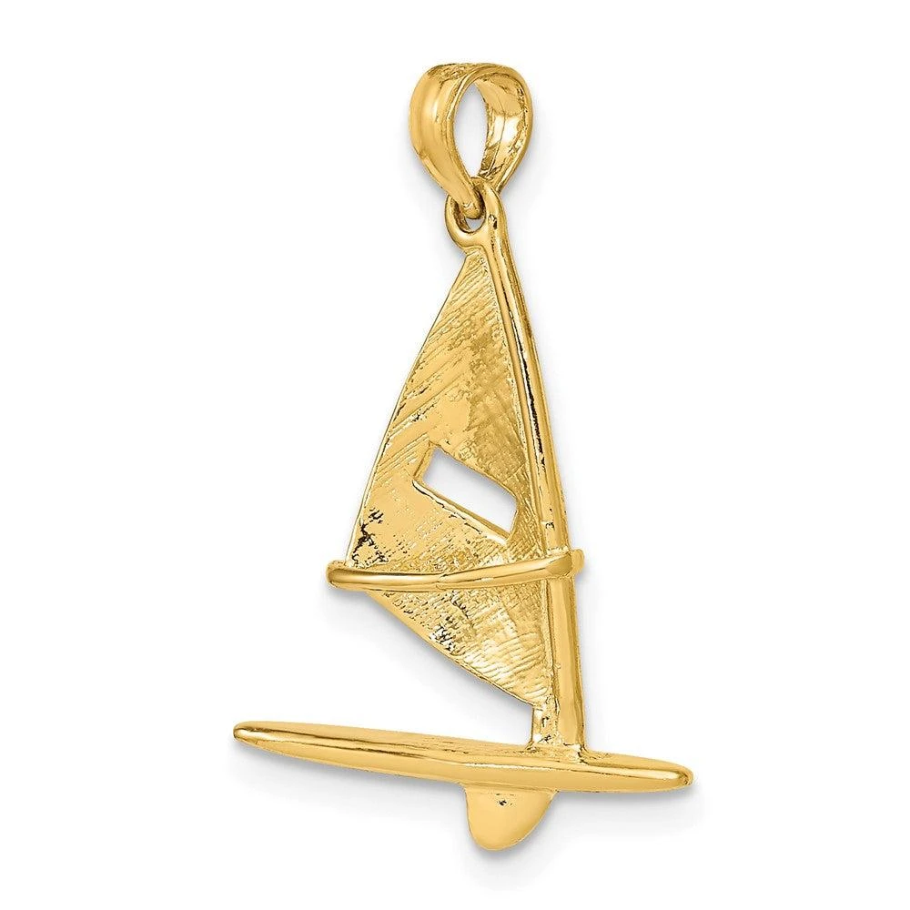Diamond2Deal 10k Yellow Gold 3-D Textured Windsail Surfing Board Charm 5