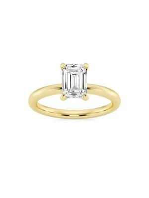 Saks Fifth Avenue Build Your Own Collection 14K Yellow Gold 
Lab Grown Emerald Cut Diamond Solitare Engagement Ring