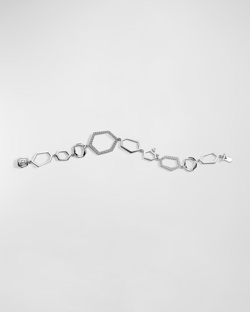 Mimi So 18K White Gold Jackson Multi Link Bracelet with Pave Diamonds
