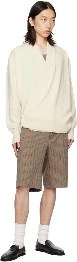 Dries Van Noten Beige Striped Shorts 4