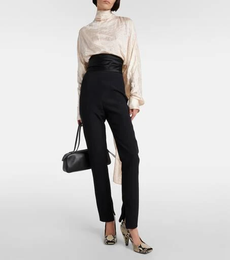 Khaite Lenro satin-trimmed high-rise slim pants 2