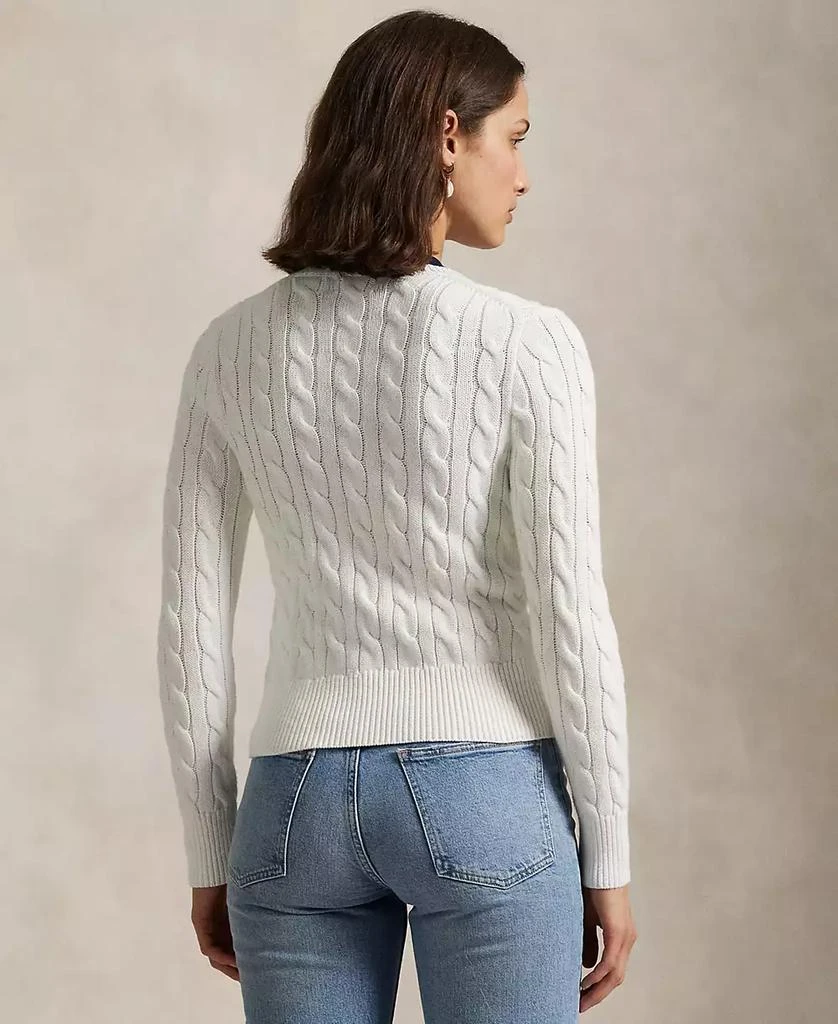 Ralph Lauren Women's Cable-Knit Cotton Crewneck Cardigan Sweater 4