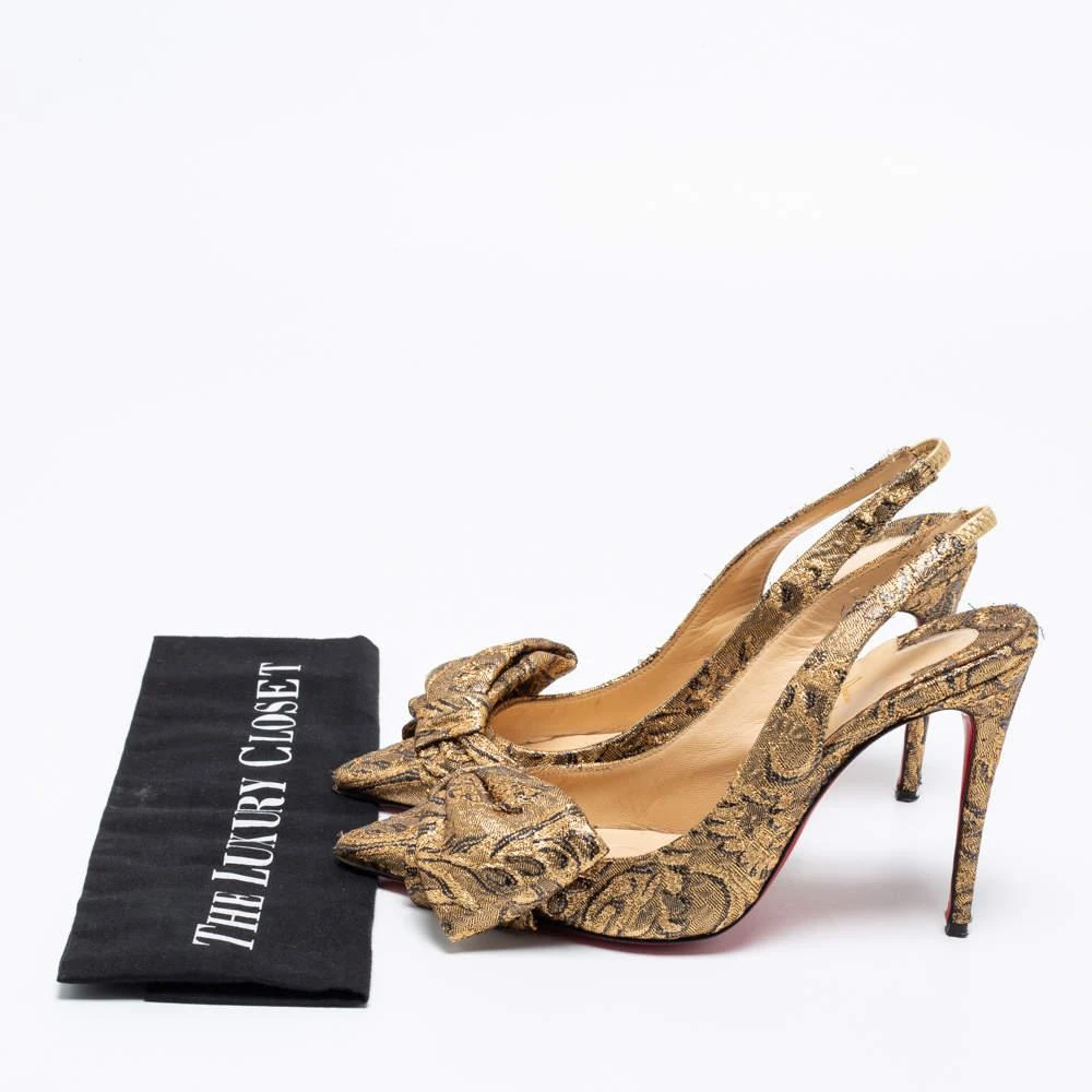 Christian Louboutin Christian Louboutin Gold Brocade Fabric Kirazissimo Slingback Sandals Size 37.5 9