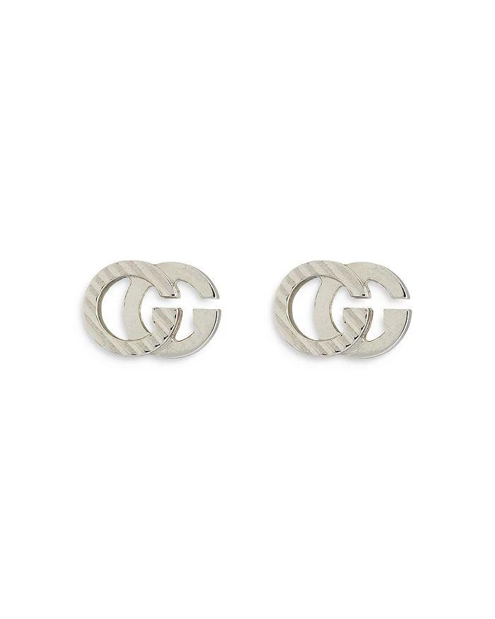 Gucci 18K White Gold Double G Logo Stud Earrings