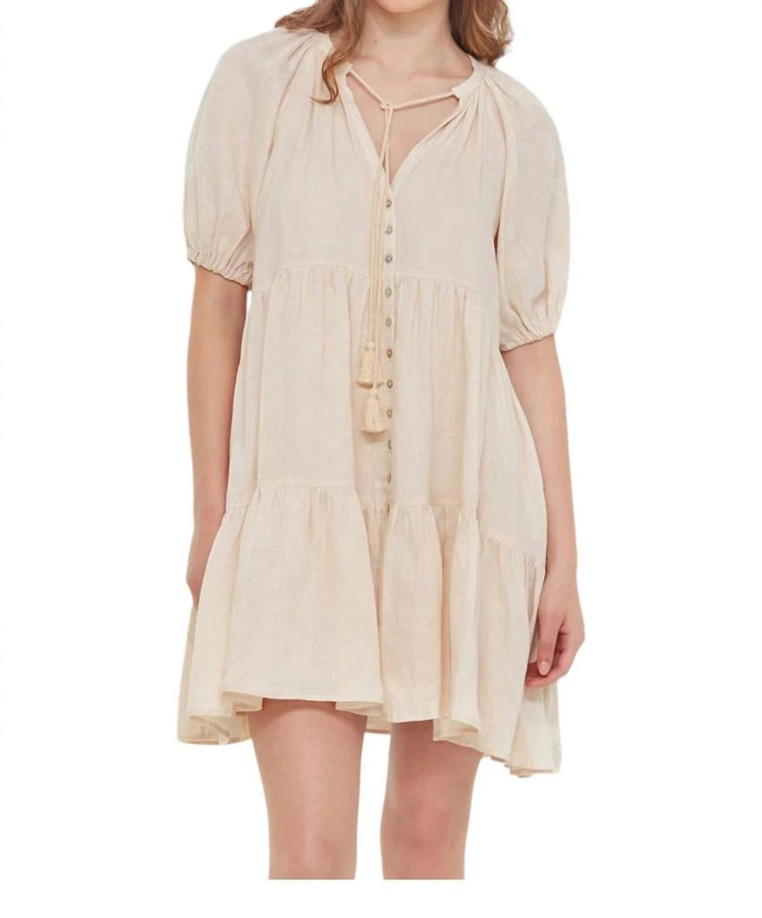 Button Front Tiered Mini Dress In Cream  On Sale Now with Up to 53% Off |  Discover Exclusive Deals & Savings at BeyondStyle  Authentic Dex  women|clothing|dresses with Limited-Time Discounts, Free