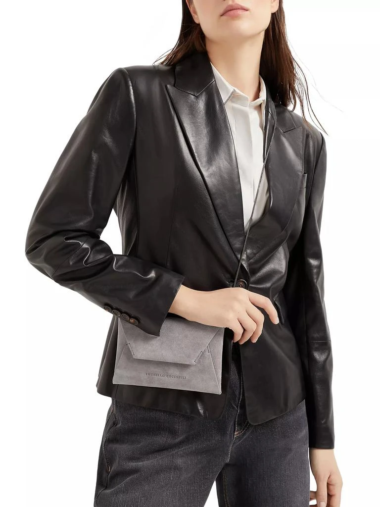 Brunello Cucinelli Duo Pochette in Suede with Precious Chain 5