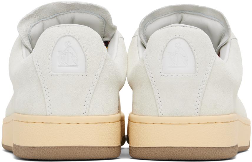 Lanvin White Suede Curb Lite Sneakers