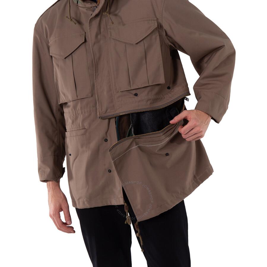 Kolor Men's Beige Shearling-Collar Drawstring Jacket