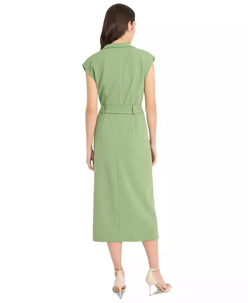 Donna Morgan Women's Belted Split-Neck Midi Dress 3