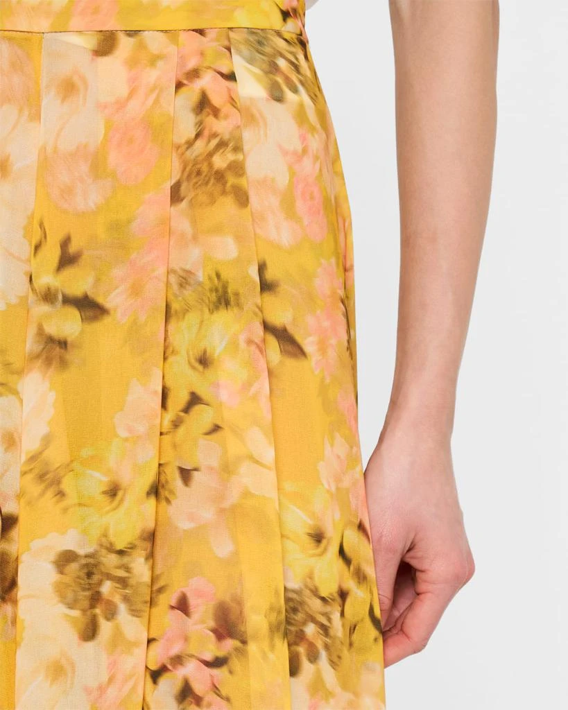 Badgley Mischka Pleated Floral-Print Georgette Palazzo Pants 5