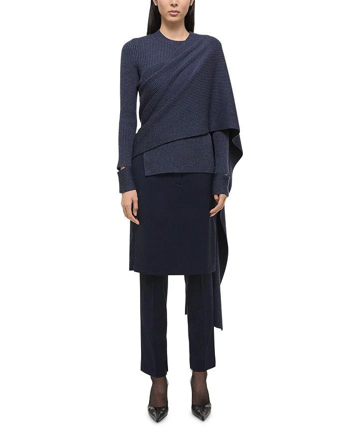 Helmut Lang Ribbed Draped Merino Wool Sweater 2