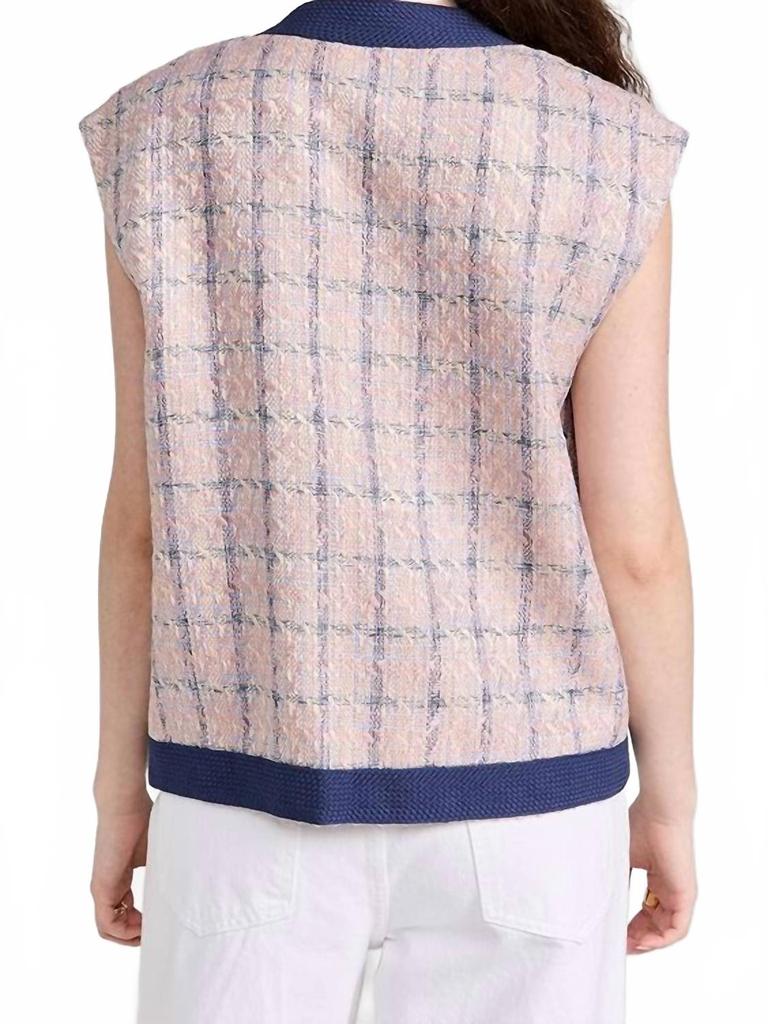 L'Agence Laurel Oversized Vest In Tan/pink