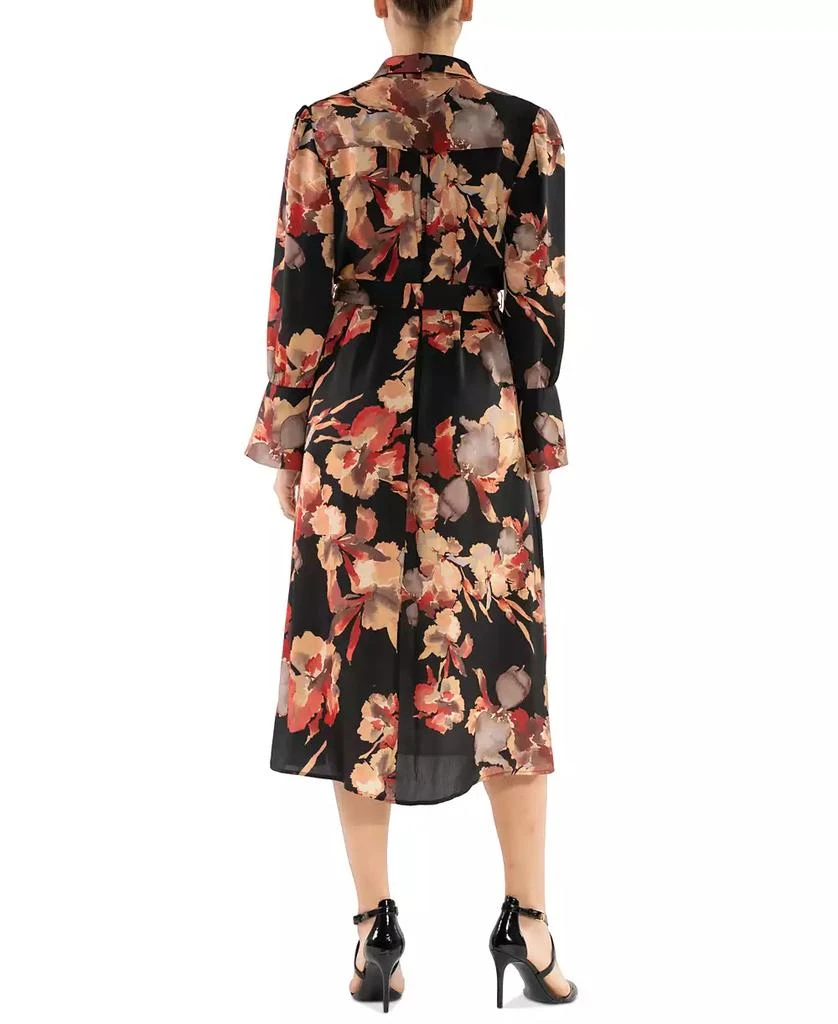 julia jordan Women's Floral-Print Belted Long-Sleeve Midi Dress 2