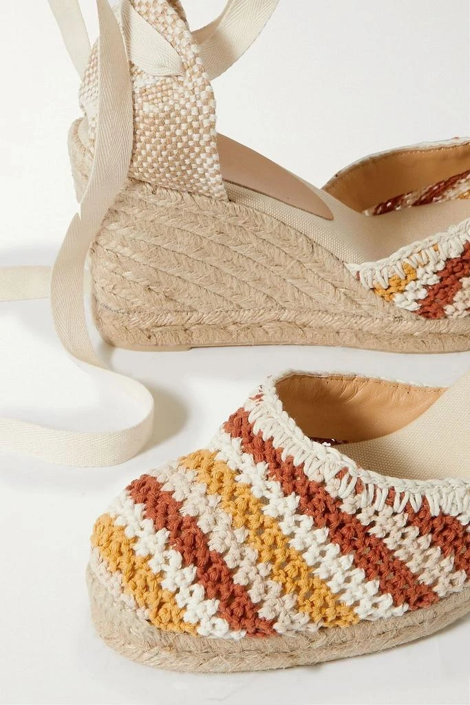 CASTAÑER Carina 80 canvas and crochet-knit wedge espadrilles 4