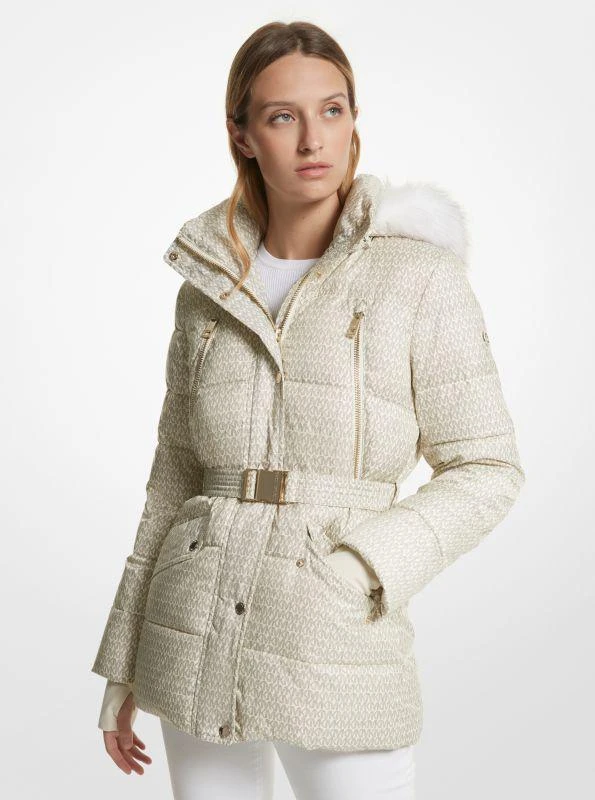 michael_kors Faux Fur Trim Quilted Belted Puffer Jacket 1