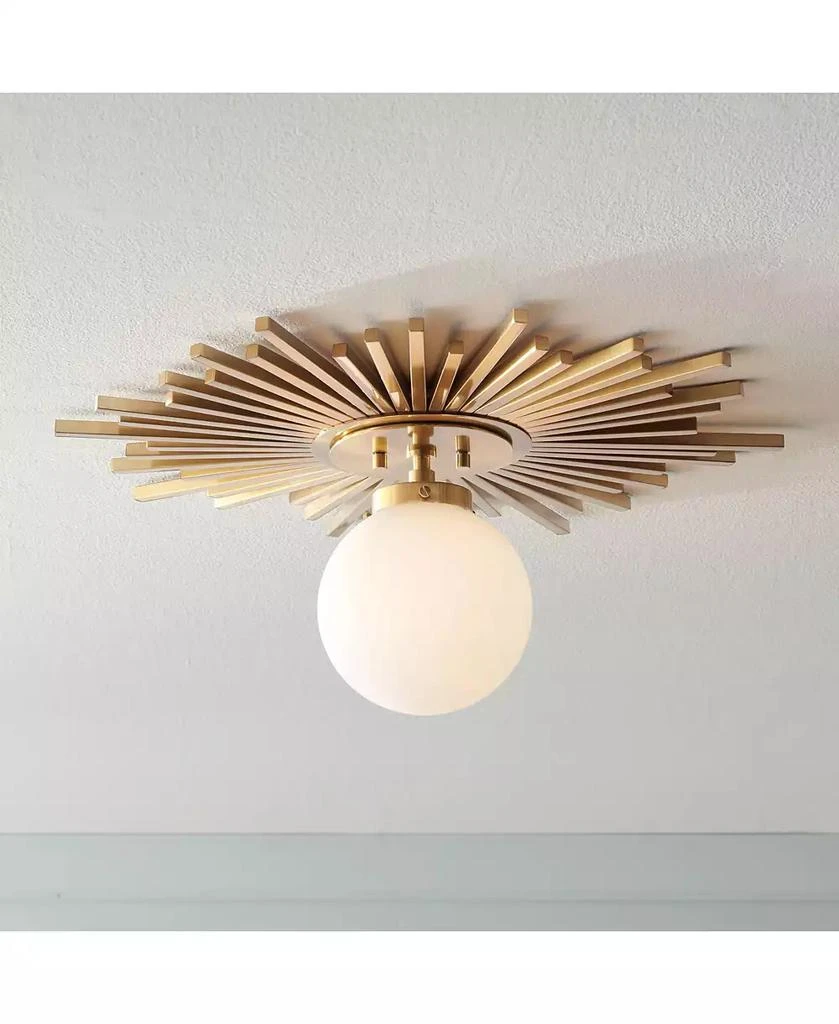 Possini Euro Design Hazel Modern Ceiling Light Semi Flush Mount Fixture 24" Wide Warm Brass White Globe Shade for Bedroom Kitchen Living Room Hallway
