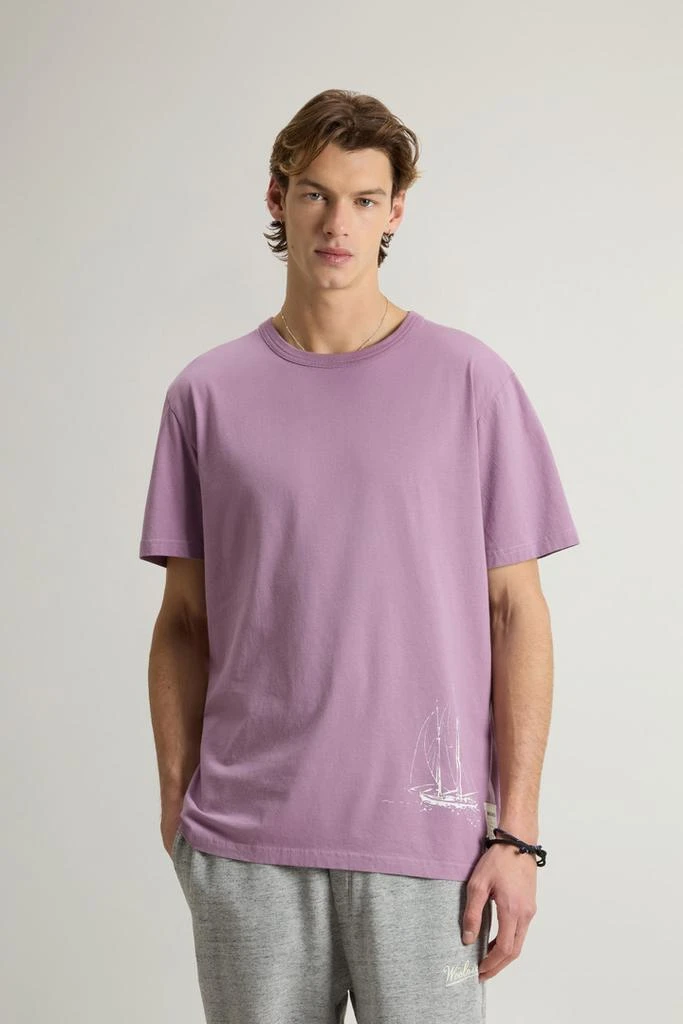 Woolrich Pure Cotton T-Shirt with Graphic Print - Men - Blue 1