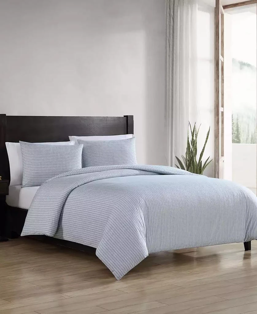 Eddie Bauer Ticking Stripe Cotton Percale 3 Piece Duvet Cover Set 10