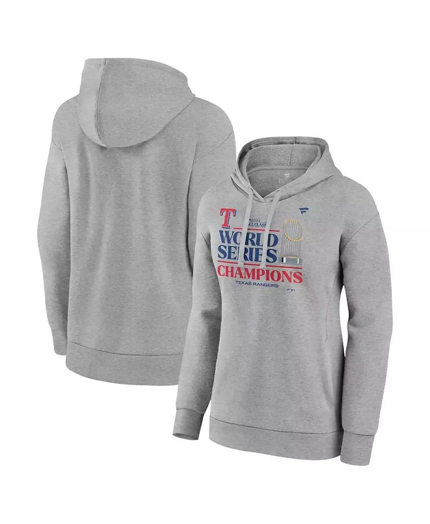 Fanatics Women's Heather Gray Texas Rangers 2023 World Series Champions Locker Room Plus Size Pullover Hoodie 1