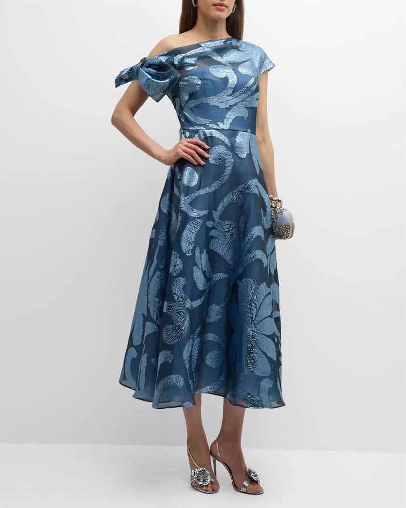 LELA ROSE Lela Rose - Evelyn Off The Shoulder Metallic Fil Coupe Midi Dress